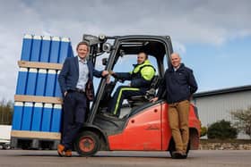 Stuart Common managing director; Roddy Adam, site supervisor; Mac Mackie, chairman. Picture: Newsline Media