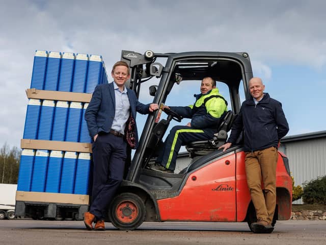 Stuart Common managing director; Roddy Adam, site supervisor; Mac Mackie, chairman. Picture: Newsline Media