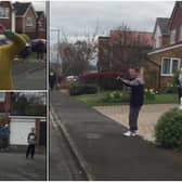 Street of residents seen 'social distant dancing' together