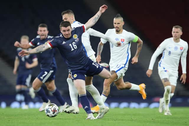 John Fleck in action for Scotland in the 1-0 win over Slovakia at Hampden on October 11, 2020. (Photo by Ian MacNicol/Getty Images)