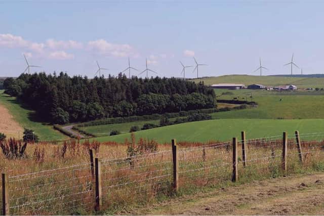 An artist's impression of the forthcoming Kirk Hill wind farm in Ayrshire. Picture: contributed.