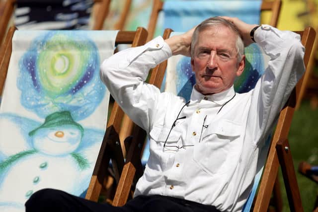 Raymond Briggs posing for media in a designer deckchair in Hyde Park, London. Author and illustrator Raymond Briggs, who is best known for the 1978 classic The Snowman, has died aged 88, his publisher Penguin Random House said.