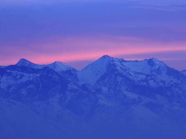 'Purple mountain majesty': The Wasatch mountains near Salt Lake City, Utah (Picture: Matthew Stockman/Getty Images)