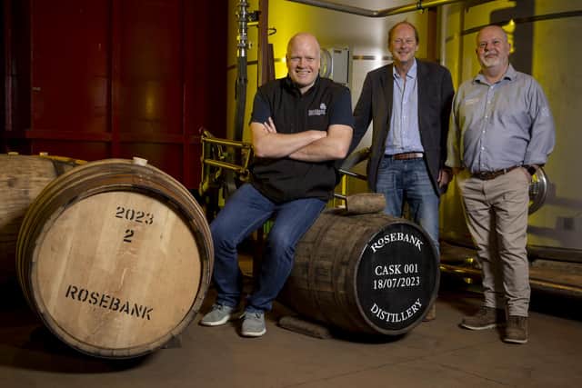 Rosebank Distillery first cask filled. Pic: Contributed
