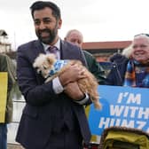 SNP leadership candidate Humza Yousaf during a visit to Arbroath Harbour, Angus, located near to where the Declaration of Arbroath is believed to have been written in 1320.