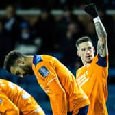 Ryan Kent celebrates after putting Rangers 2-1 ahead against Kilmarnock at Rugby Park. (Photo by Alan Harvey / SNS Group)