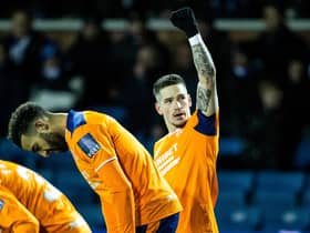 Ryan Kent celebrates after putting Rangers 2-1 ahead against Kilmarnock at Rugby Park. (Photo by Alan Harvey / SNS Group)