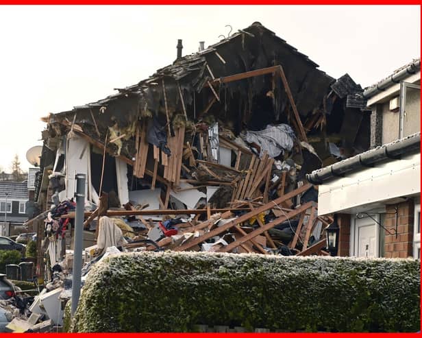 The scene on Baberton Mains Avenue, Edinburgh, after an 84-year-old man has died following an explosion at a house on Friday night.Photo: Lesley Martin/PA Wire