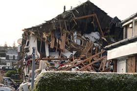 The scene on Baberton Mains Avenue, Edinburgh, after an 84-year-old man has died following an explosion at a house on Friday night.Photo: Lesley Martin/PA Wire