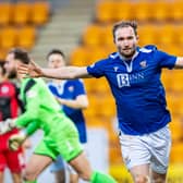 St Johnstone striker Chris Kane celebrates making it 1-0 during his side's Scottish Premiership win over St Mirren. It is the Perth club's first league win since 6 November (Photo by Roddy Scott / SNS Group)