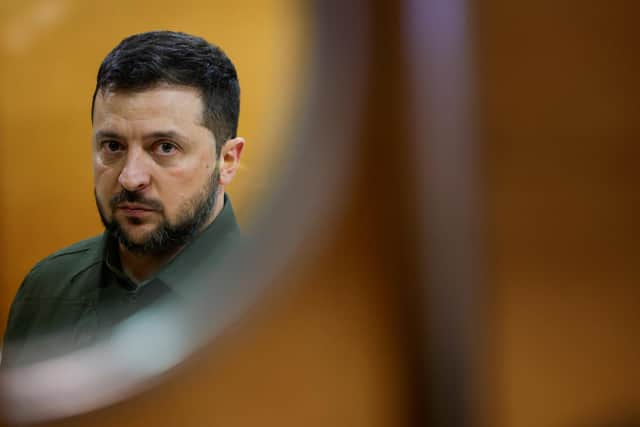 Ukraine's President Volodymyr Zelenskyy poses for a photo before a meeting with British Prime Minister Rishi Sunak during the European Political Community summit at the Palacio de Congreso in Granada, Spain, in October. Picture: Juan Medina - Pool/Getty Images