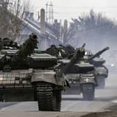 Ukrainian T64 tanks move towards Bakhmut. Picture: Aris Messinis/AFP via Getty Images