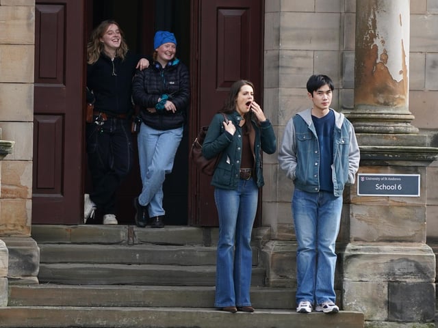 Actress Meg Bellamy, who plays Kate Middleton filming scenes for the next season of The Crown in St Andrews, Scotland.