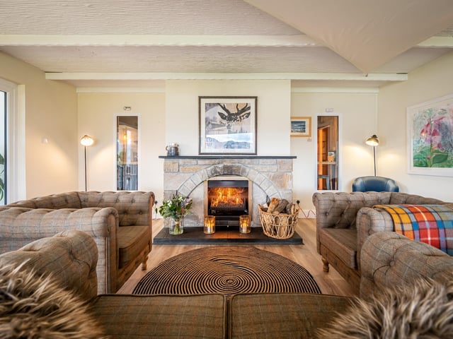 Newton Lodge is a luxurious home-from-home and is an ideal venue for a special event, family celebration or friendly gathering. The living room has a cosy fireplace ideal for warming up after a day out exploring.