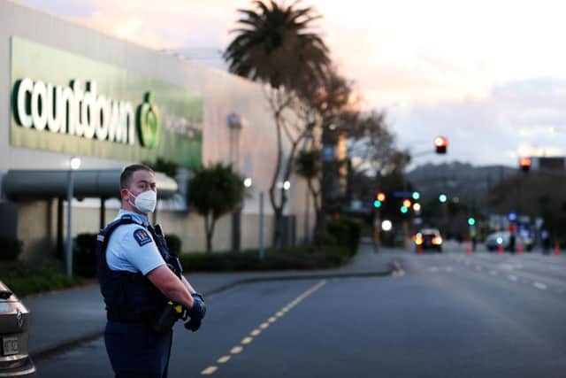 A man has been killed by police after injuring multiple people in a mass stabbing incident at LynnMall supermarket in West Auckland. Prime Minster Jacinda Ardern has addressed the country describing the attack as violent and senseless. (Photo by Fiona Goodall/Getty Images)