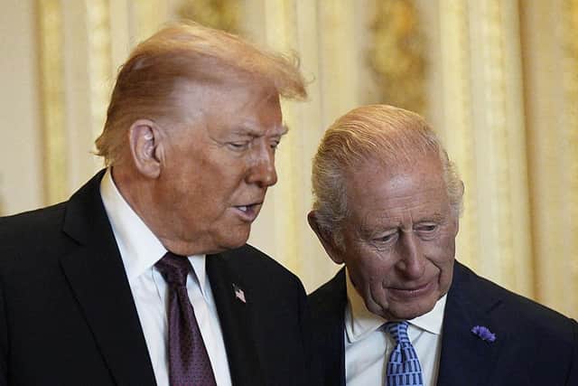 US President Donald Trump with King Charles during the state visit by the US President yesterday; Trump was due to meet Keir Starmer at Chequers today (Picture: Aaron Chown - WPA Pool/Getty Images)