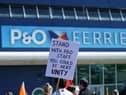Protestors demonstrate against P&O Ferries after making hundreds of staff redundant without union consultation in 2022 (Photo by Ian Forsyth/Getty Images)