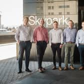 From left: Skypark’s agency team Alex Mackay (JLL), Ken McInnes-Ryden and Scott Farquharson (both Ryden), Alistair Reid (JLL), Tim Jacobsen (Ryden), and Meg Beattie (JLL). Picture: contributed.
