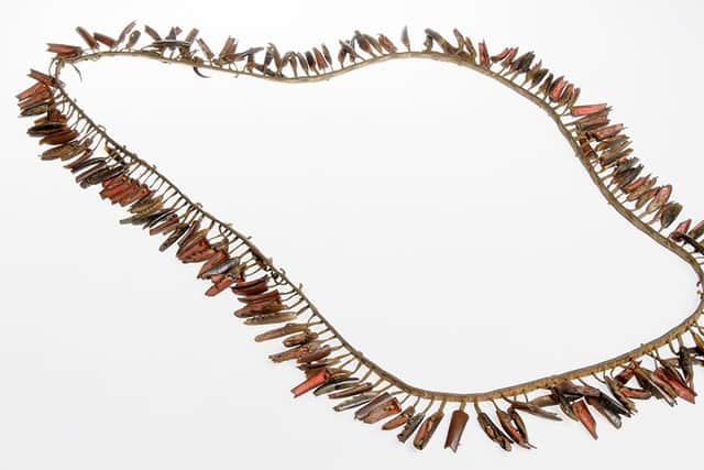 War necklace made of deer hooves, taken from a victim of the Wounded Knee massacre in 1890.
Pic:  © CSG CIC Glasgow Museums Collection - Glasgow Life