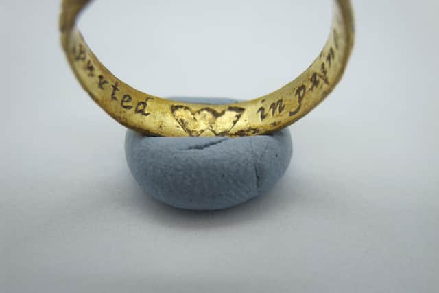 Posy rings were given as tokens of love between the 16th and 18th centuries with the short poem inside kept a secret from all but the two lovers (Photo: Robin Potter / SWNS.COM).
