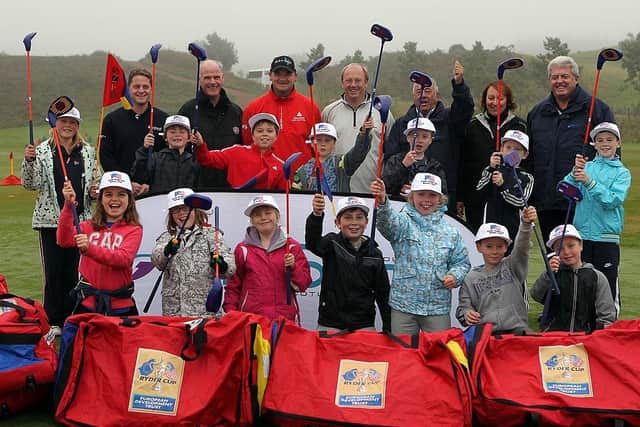 Robbie Clyde was at Gleneagles in September 2010 along with Sandy Jones, Paul Lawrie, Torquil McInroy, Angel Gallardo, Gail Hally and John O'Leary at the presention of junior golf equipment to kids attending a ClubGolf Festival. Picture: Ian MacNicol/Getty Images.
