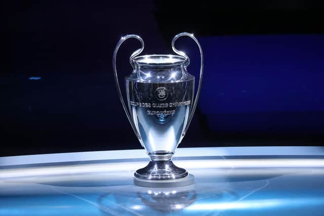 The UEFA Champions League trophy. (VALERY HACHE/AFP via Getty Images)