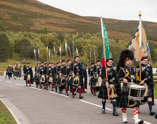 The Lonach Pipe band took part in the opening ceremony of the Gairnsheil Jubilee Bridge (Pic:Axel Haudiquet)