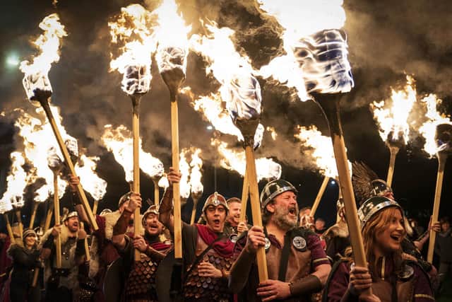 Shetland Vikings light up the Celtic Connections opening weekend as they welcome audiences to the Glasgow Royal Concert Hall with flaming torches, cheers and songs celebrating Up Helly Aa.