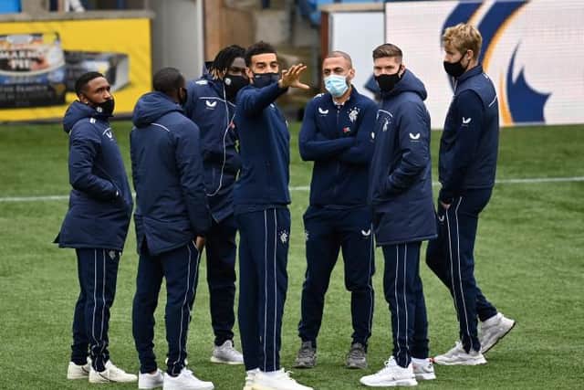The Rangers squad check out the pitch at Rugby Park during a Scottish Premeriship match between Kilmarnock and Rangers at Rugby Park, on November 01, 2020. (Photo by Rob Casey / SNS Group)