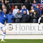 St Johnstone's James Brown scoring his maiden career goal in the 2-0 win over Rangers. (Photo by Rob Casey / SNS Group)