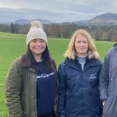 Scottish Association of Young Farmers Clubs national manager Sheena Foster, RSABI chief executive Carol McLaren and Biggar Young Farmers Club chair Ross Jackson