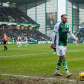 Aiden McGeady in action for Hibernian against Kilmarnock at Easter Road, in February. Photo by Ross Parker / SNS Group