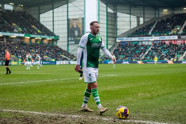 Aiden McGeady in action for Hibernian against Kilmarnock at Easter Road, in February. Photo by Ross Parker / SNS Group