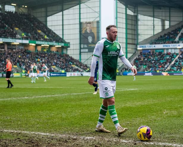 Aiden McGeady in action for Hibernian against Kilmarnock at Easter Road, in February. Photo by Ross Parker / SNS Group