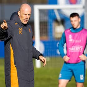 Rangers manager Philippe Clement takes training ahead of the Europa League match against Sparta Prague. (Photo by Alan Harvey / SNS Group)