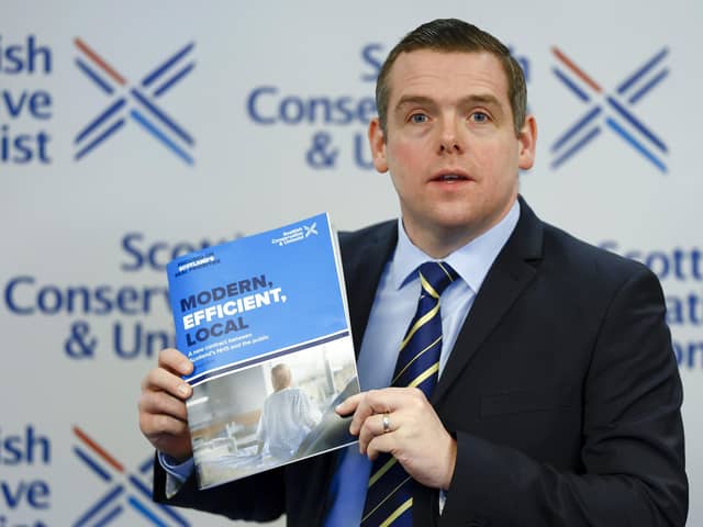 Leader of the Scottish Conservatives Douglas Ross makes a speech unveiling plans to deliver 1,000 more GPs (Picture: Jeff J Mitchell/Getty Images)