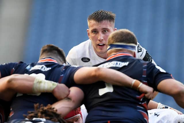 Matt Fagerson faces up to the Edinburgh pack in a scrum at BT Murrayfield. Picture: Ross MacDonald/SNS