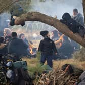 Migrants camped near the Belarusian-Polish border in the Grodno region (Picture: Leonid Shcheglov/Belta/AFP via Getty Images)