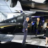 Boris Johnson emerges from a VX4 vertical aerospace aircraft at the Farnborough International Airshow last month (Picture: Frank Augstein/WPA Pool/Getty Images)