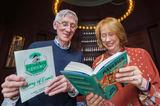 SMWS: Pip Hills, founder SMWS and Jenny Brown, founder Edinburgh Book Festival. Photograph: Mike Wilkinson