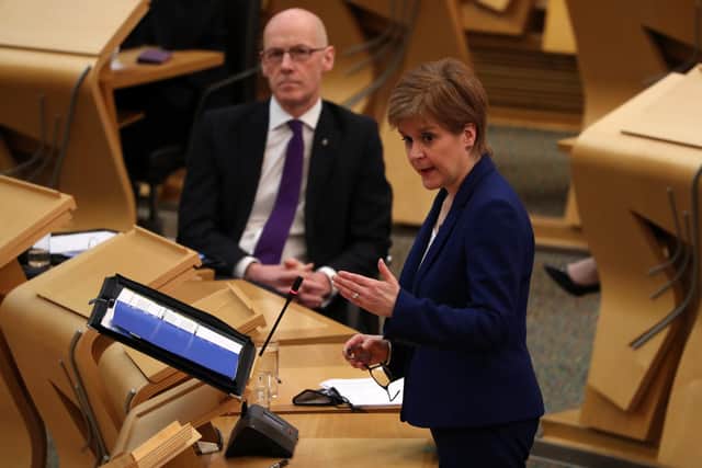 First Minister Nicola Sturgeon in the Scottish Parliament in Edinburgh.