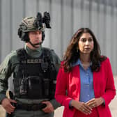 Home Secretary Suella Braverman this week during a visit to the north eastern Greek border with Turkey to view surveillance facilities. Her language over the pro-Palestinian marches in London was  polarising and inept, writes Stewart McDonald.  PA Photo: Stefan Rousseau/PA Wire.