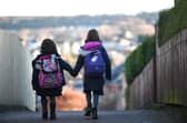 Children on their way to school. Pic: John Devlin