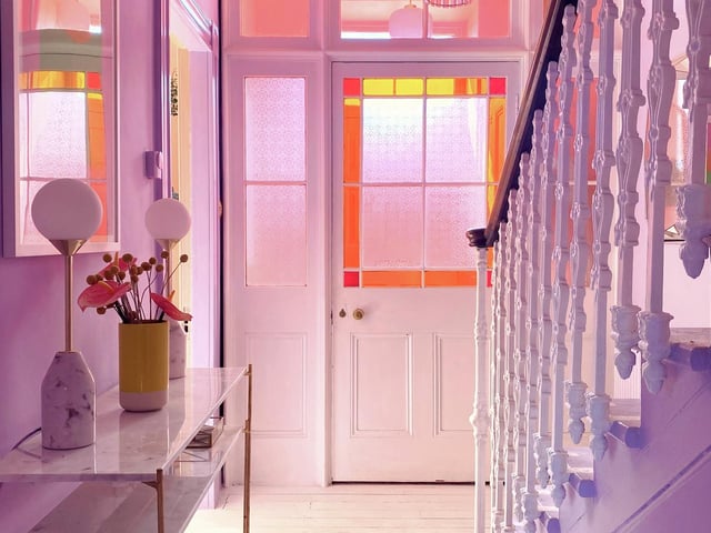 The Pastel House is awash with vibrant shades including gold leafed stairs and distinctive pastel palettes in every room.
