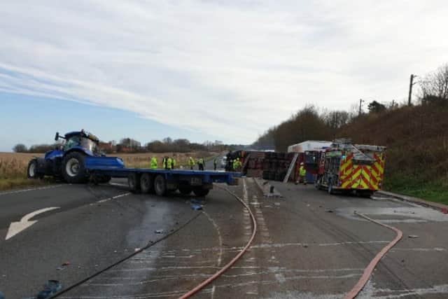 Police, firefighters, paramedics and an air ambulance were all deployed to the crash, close to the East Coast Main Line, where officers later confirmed that three injured people were taken to the Edinburgh Royal Infirmary for treatment.