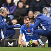Rangers left-back Borna Barisic was forced off with an injury during the weekend win over Hibs. (Photo by Rob Casey / SNS Group)