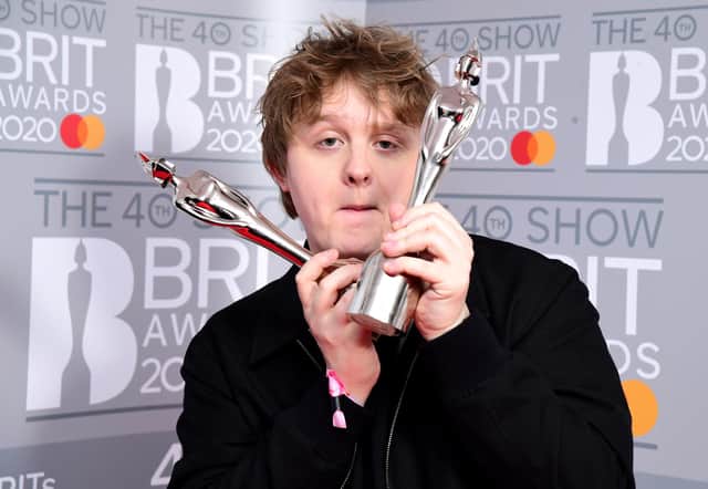 Lewis Capaldi with the Brit Award for British Album of the Year and the Brit Award for Best New Artist in the press room at the Brit Awards 2020 held at the O2 Arena, London.