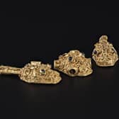 The gold filigree items found packed in the Galloway Hoard. PIC:  NMS.