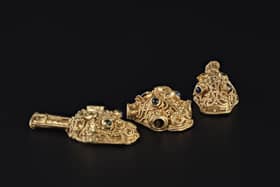 The gold filigree items found packed in the Galloway Hoard. PIC:  NMS.