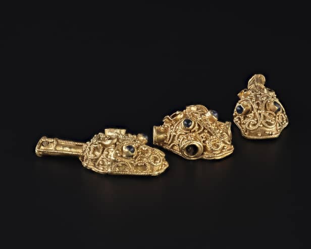 The gold filigree items found packed in the Galloway Hoard. PIC:  NMS.